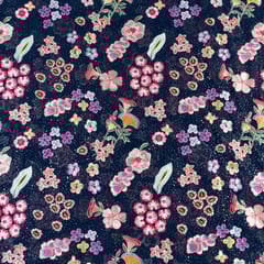 Navy Blue Colour Georgette Embroidered Fabric