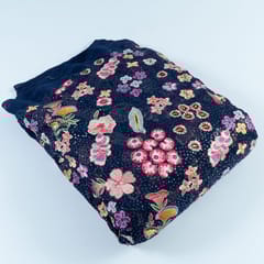Navy Blue Colour Georgette Embroidered Fabric