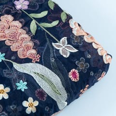 Blue Colour Organza Emboridery fabric