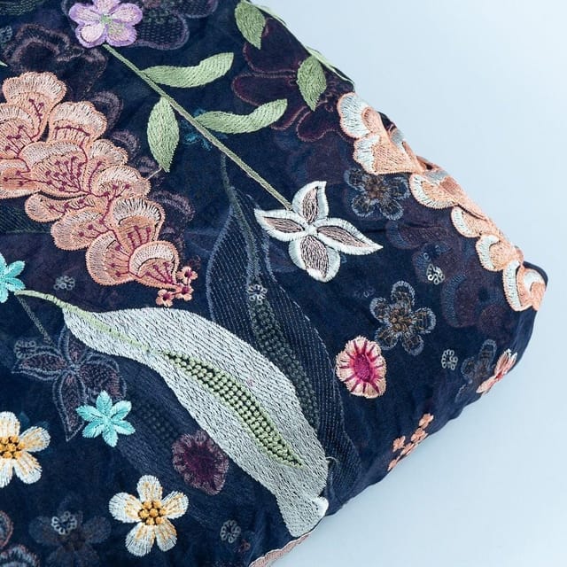 Blue Colour Organza Emboridery fabric