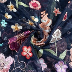 Blue Colour Organza Emboridery fabric