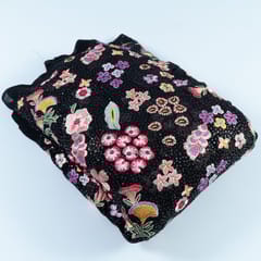 Black Colour Georgette Embroidered Fabric