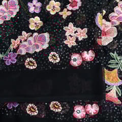 Black Colour Georgette Embroidered Fabric
