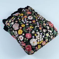 Black Colour Georgette Embroidered Fabric