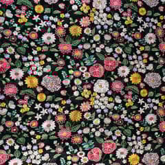 Black Colour Georgette Embroidered Fabric