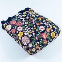 Navy Blue Colour Georgette Embroidered Fabric