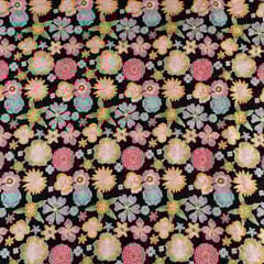 Black Colour Georgette Embroidered Fabric