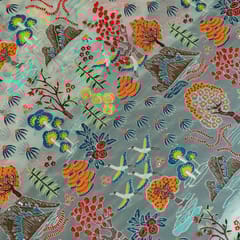 White Colour Georgette Embroidered Fabric