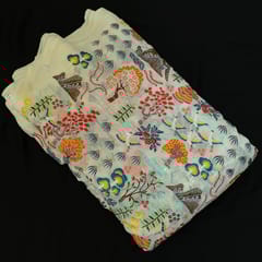 White Colour Georgette Embroidered Fabric