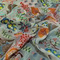 White Colour Georgette Embroidered Fabric