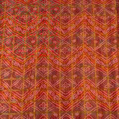 Red Colour Chinon Jacquard Digital Printed Fabric