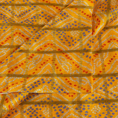 Yellow Colour Chinon Jacquard Digital Printed Fabric