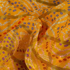Yellow Colour Chinon Jacquard Digital Printed Fabric
