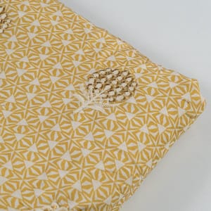 Yellow Colour Muslin Print With Embroidered Fabric