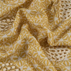 Yellow Colour Muslin Print With Embroidered Fabric