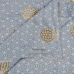 Sky Blue Colour Muslin Print With Embroidered Fabric
