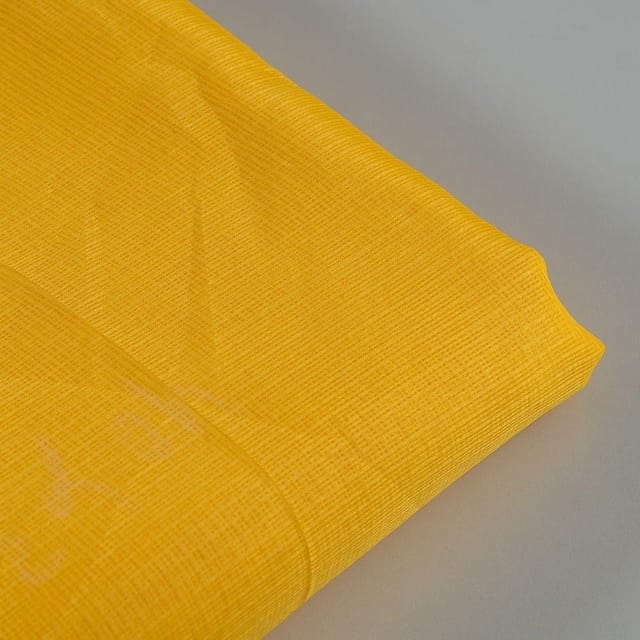 Yellow Colour Kota Doria Checks fabric