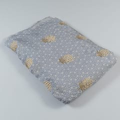 Sky Blue Colour Muslin Print With Embroidered Fabric