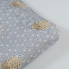 Sky Blue Colour Muslin Print With Embroidered Fabric