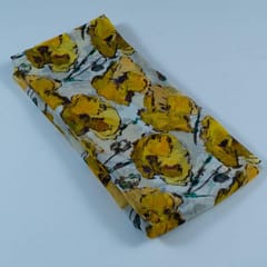 White Colour Viscose Organza Printed Fabric