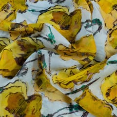 White Colour Viscose Organza Printed Fabric