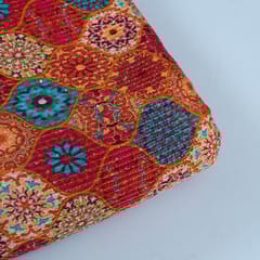 Multi Colour Chinon Digital Print with Embroidery Fabric