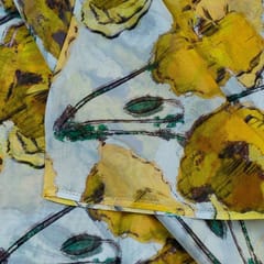 White Colour Viscose Organza Printed Fabric