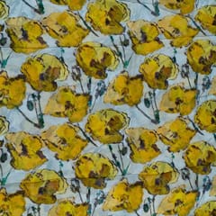 White Colour Viscose Organza Printed Fabric