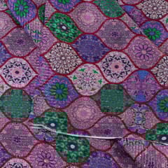 Multi Colour Chinon Digital Print with Embroidery Fabric