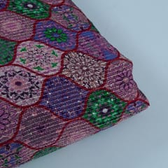 Multi Colour Chinon Digital Print with Embroidery Fabric