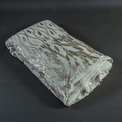 White Colour Georgette Sequins Embroidered Fabric