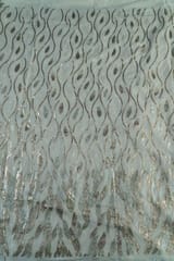 White Colour Georgette Sequins Embroidered Fabric