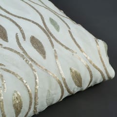White Colour Georgette Sequins Embroidered Fabric