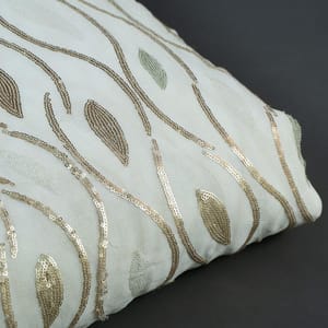 White Colour Georgette Sequins Embroidered Fabric