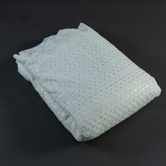 Dyeable Georgette Thread and Sequins Embroidered Fabric