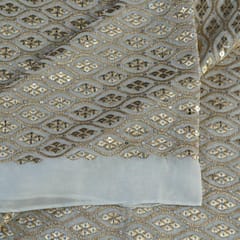 Dyeable Georgette Zari and Faux Mirror Embroidered Fabric