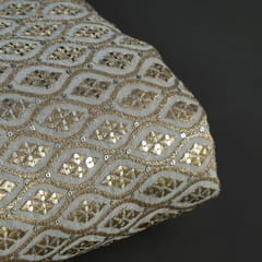 Dyeable Georgette Zari and Faux Mirror Embroidered Fabric