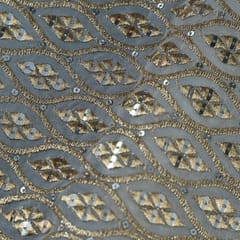 Dyeable Georgette Zari and Faux Mirror Embroidered Fabric