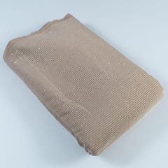 Taupe Colour Georgette Thread With Sequins Embroidered Fabric