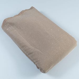 Taupe Colour Georgette Thread With Sequins Embroidered Fabric