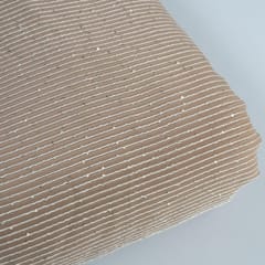 Taupe Colour Georgette Thread With Sequins Embroidered Fabric