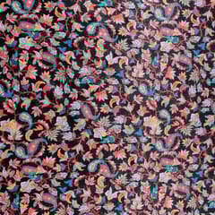 Black Colour Velvet Digital Printed Fabric