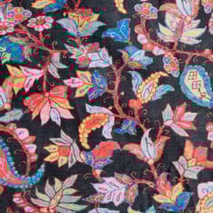 Black Colour Velvet Digital Printed Fabric