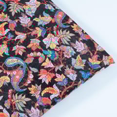 Black Colour Velvet Digital Printed Fabric