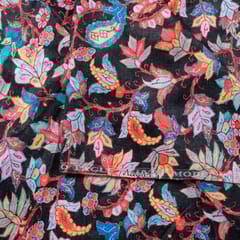 Black Colour Velvet Digital Printed Fabric