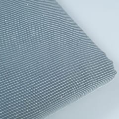 Grey Colour Georgette Thread With Sequins Embroidered Fabric