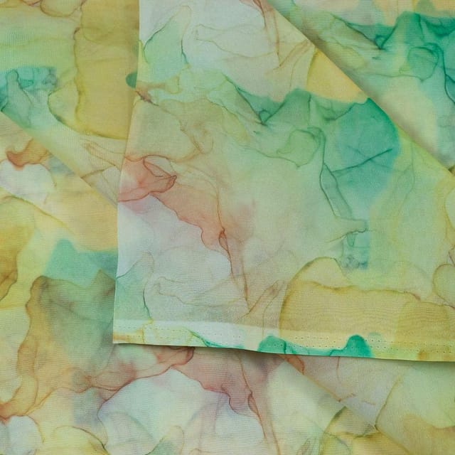 Yellow Colour Organza Digital Printed Fabric