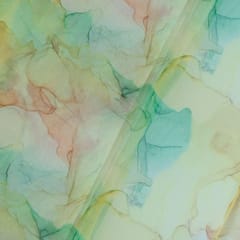 Yellow Colour Organza Digital Printed Fabric