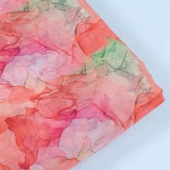 Orange Colour Organza Digital Printed Fabric