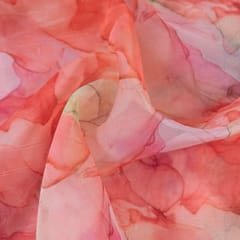 Orange Colour Organza Digital Printed Fabric